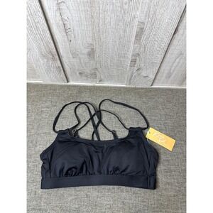 Kona Sol Womens Strappy Black Bikini Top Swimwear Size Small